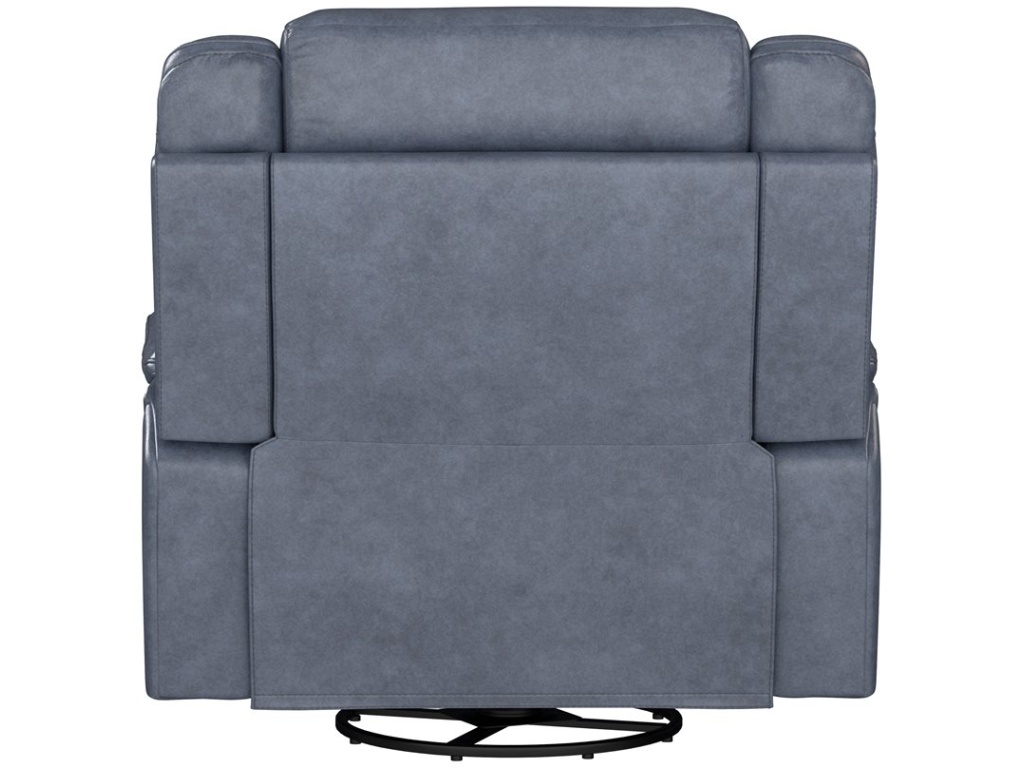 Swivel Glider Recliner - Blue Leather - image 3