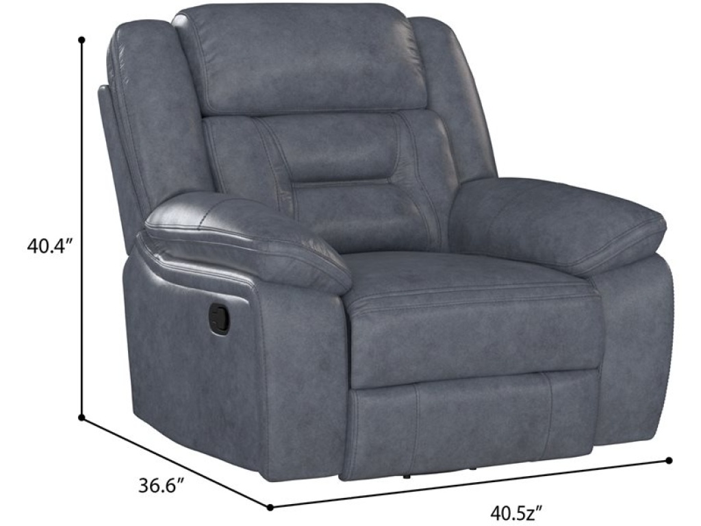 Swivel Glider Recliner - Blue Leather - image 7