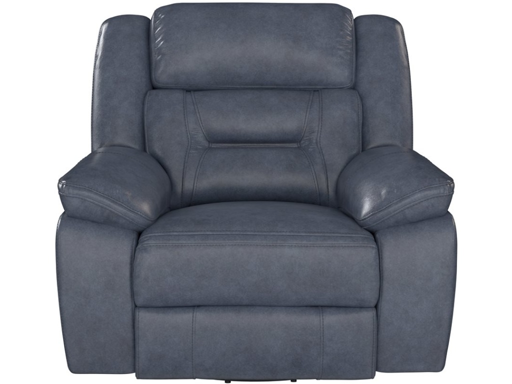 Swivel Glider Recliner - Blue Leather - image 1