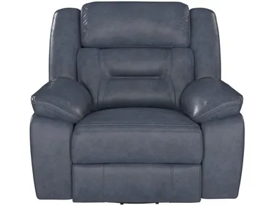 Swivel Glider Recliner - Blue Leather - Alternative View
