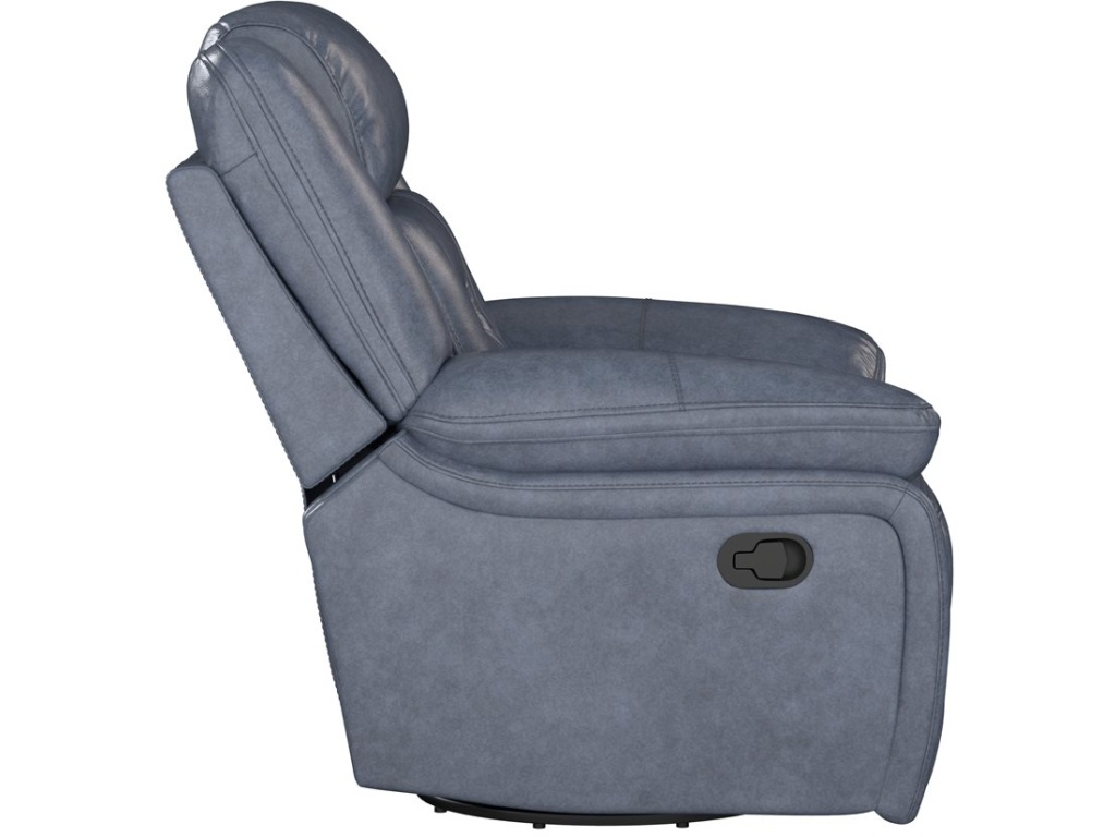 Swivel Glider Recliner - Blue Leather - image 2