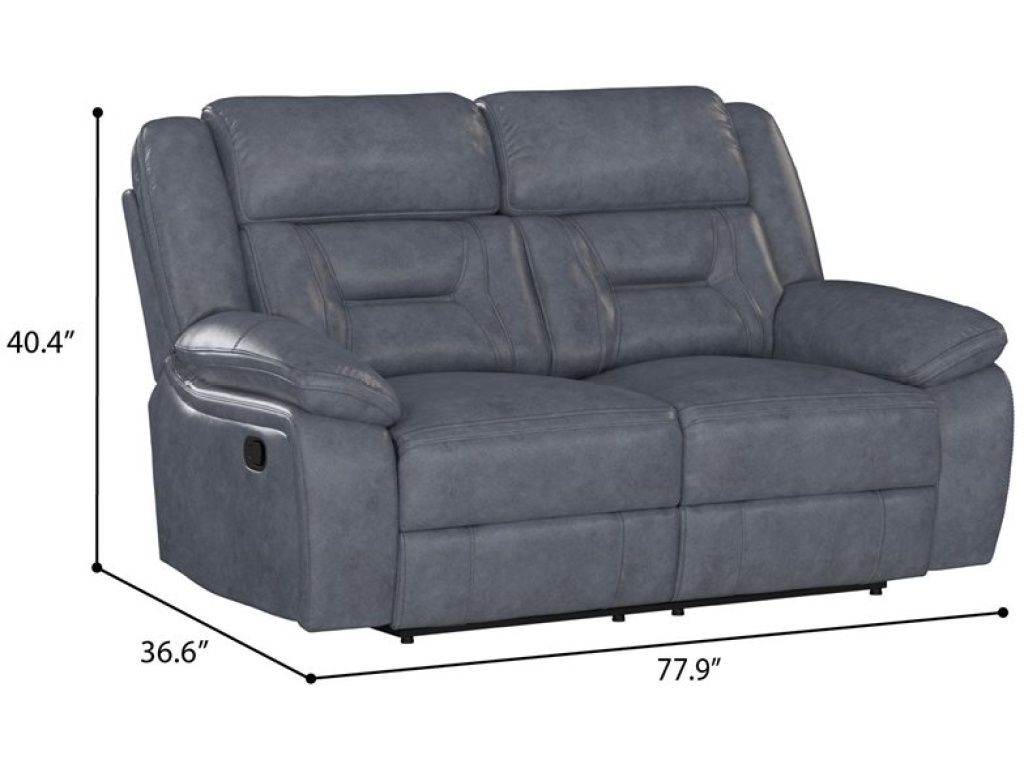 Manual Loveseat - Blue Leather - image 7