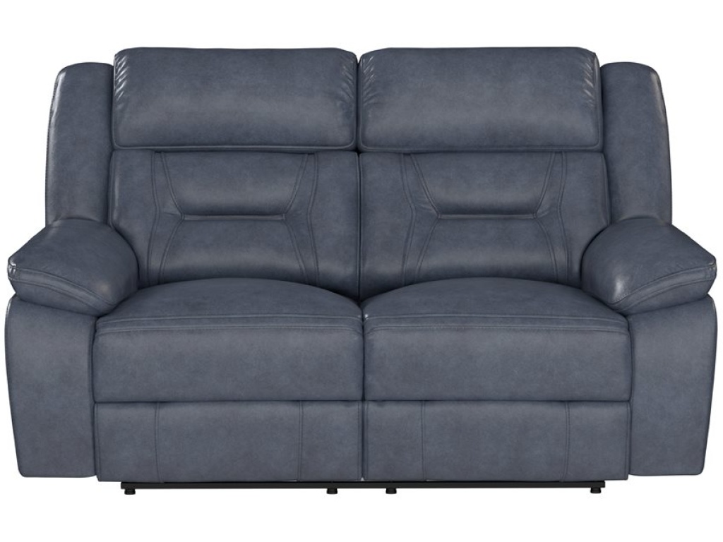 Manual Loveseat - Blue Leather - image 1