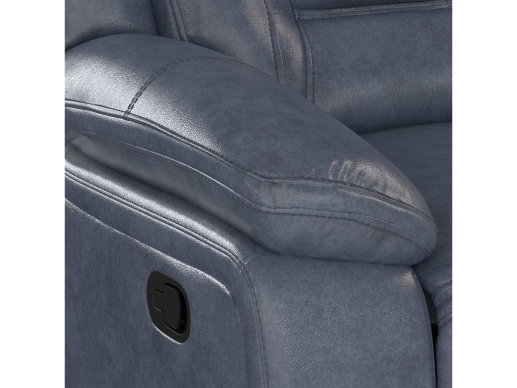 Manual Loveseat - Blue Leather - image 5