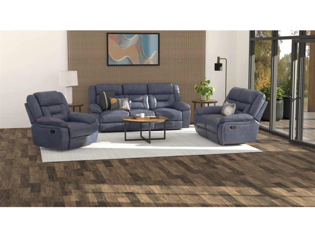 Manual Loveseat - Blue Leather - image 8