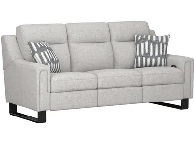 2P Sofa W /  Drop Down Table, Storage Drawer & 2 Pillows - Cream