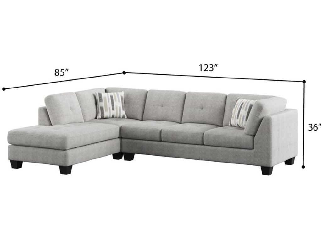 Myles - 2Pc Sectional W /  Lsf Chaise & Rsf Sofa & 2 Pillows - Gray - image 6
