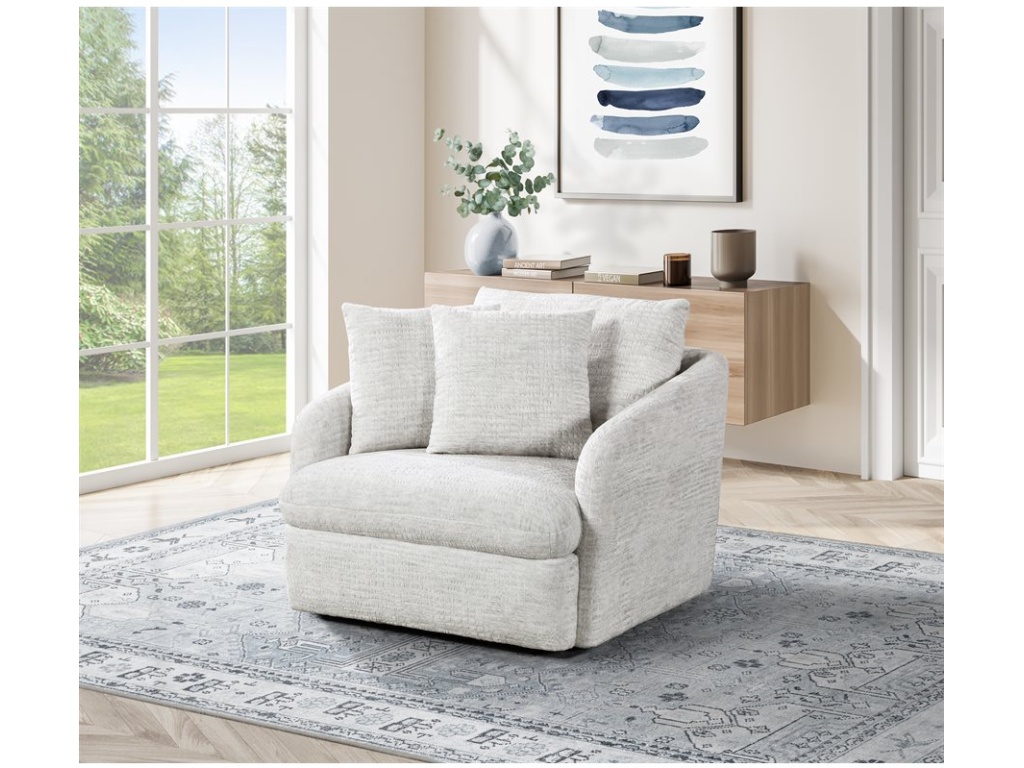 Swivel Chair W /  2 Pillows - White Fur - image 7