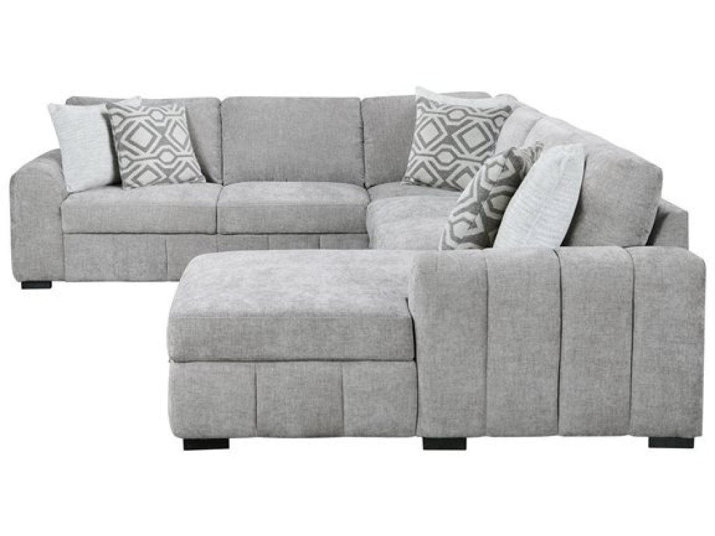 Ritchie - 4Pc Sectional W /  Pop Up Sleeper Loveseat, Storage Chaise & 6 Pillows - Gray - image 4