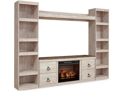 Willowton 4-Piece Entertainment Center with Electric Fireplace