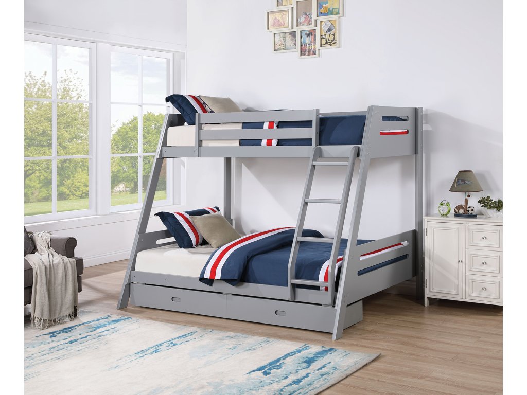 Twin/Full Bunk Bed, Gray - image 3