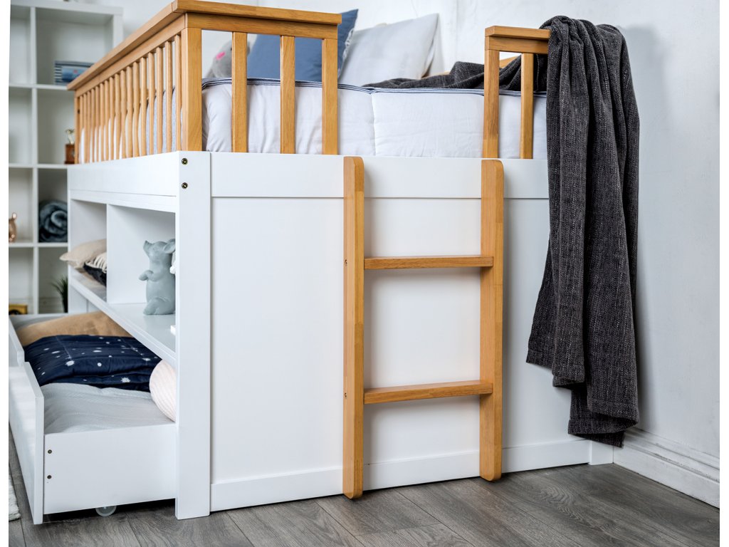 Twin Captain Bed w/ Trundle, White/Oak - image 3