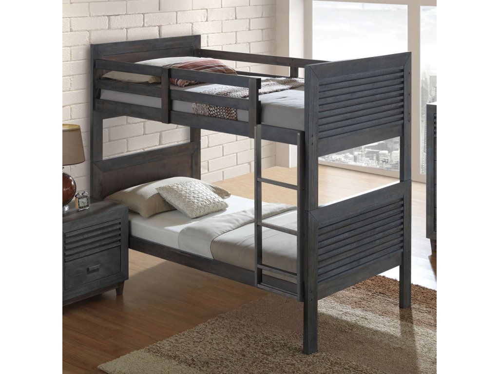 Twin/Twin Bunk Bed, Charcoal Brown - main image