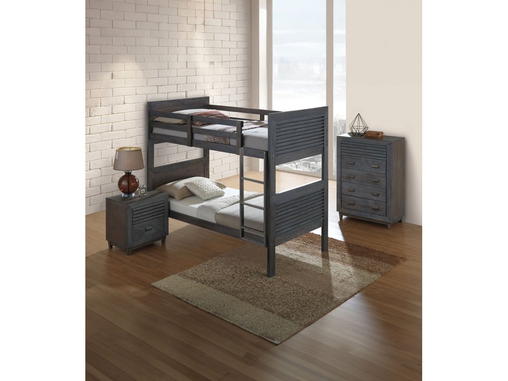 Twin/Twin Bunk Bed, Charcoal Brown - image 1