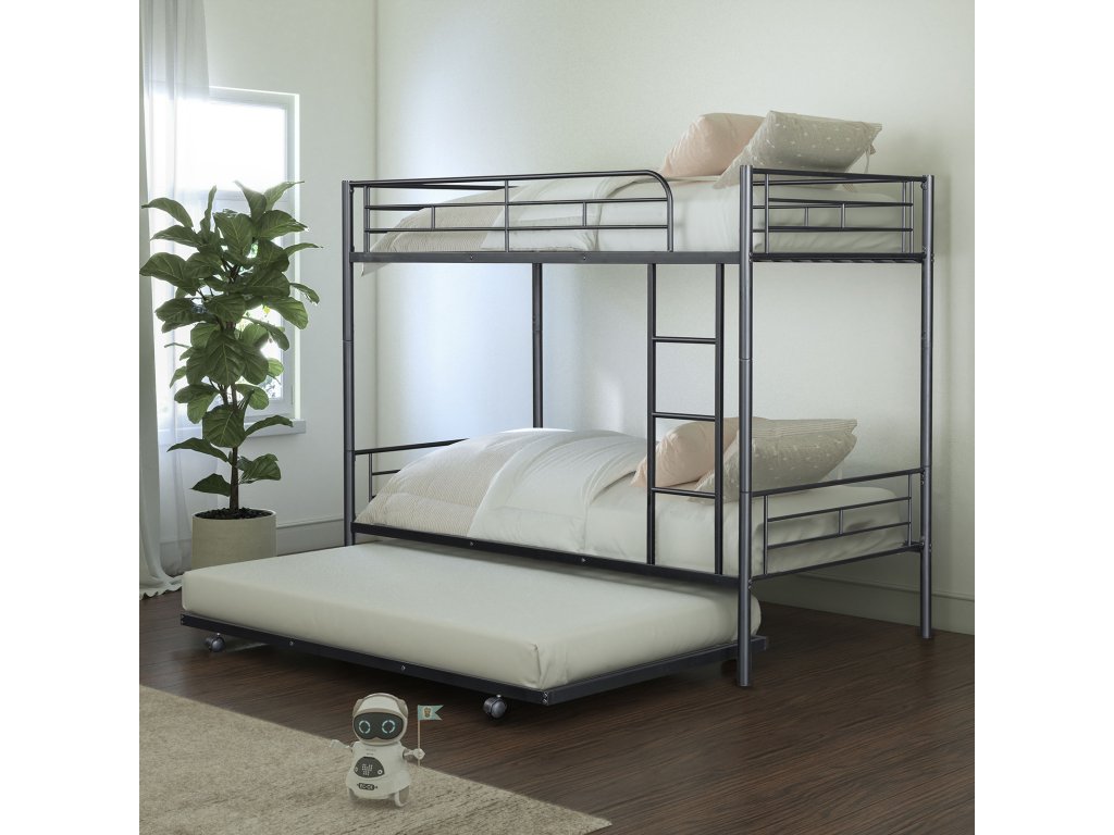 Twin/Twin Bunk Bed (K/D) + Trundle, Black - main image
