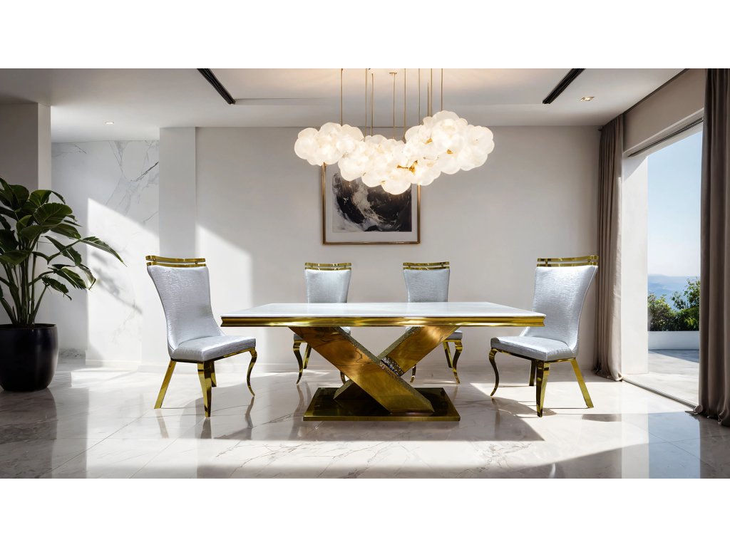 7 Pc. Dining Table Set, Gold/Black - image 1