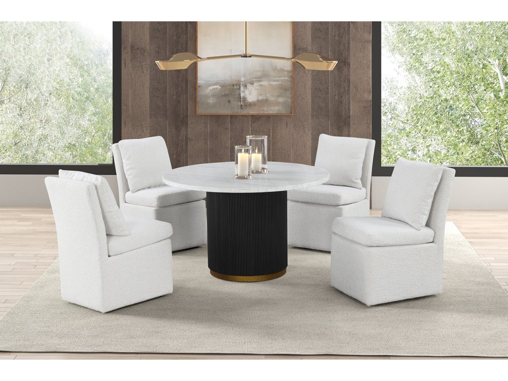 Round Dining Marble Table, Black/White - main image