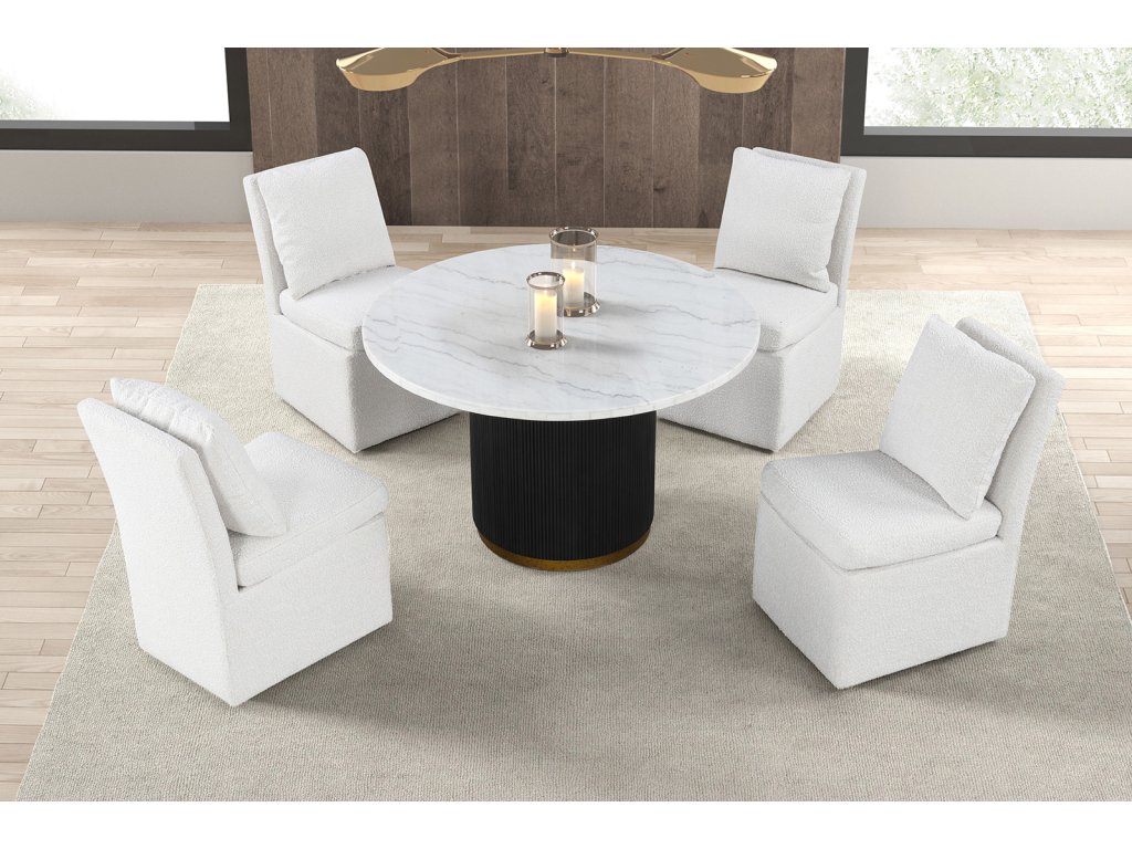 Round Dining Marble Table, Black/White - image 1
