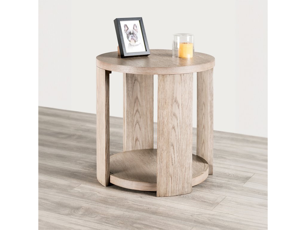 Round End Table, Oak - main image