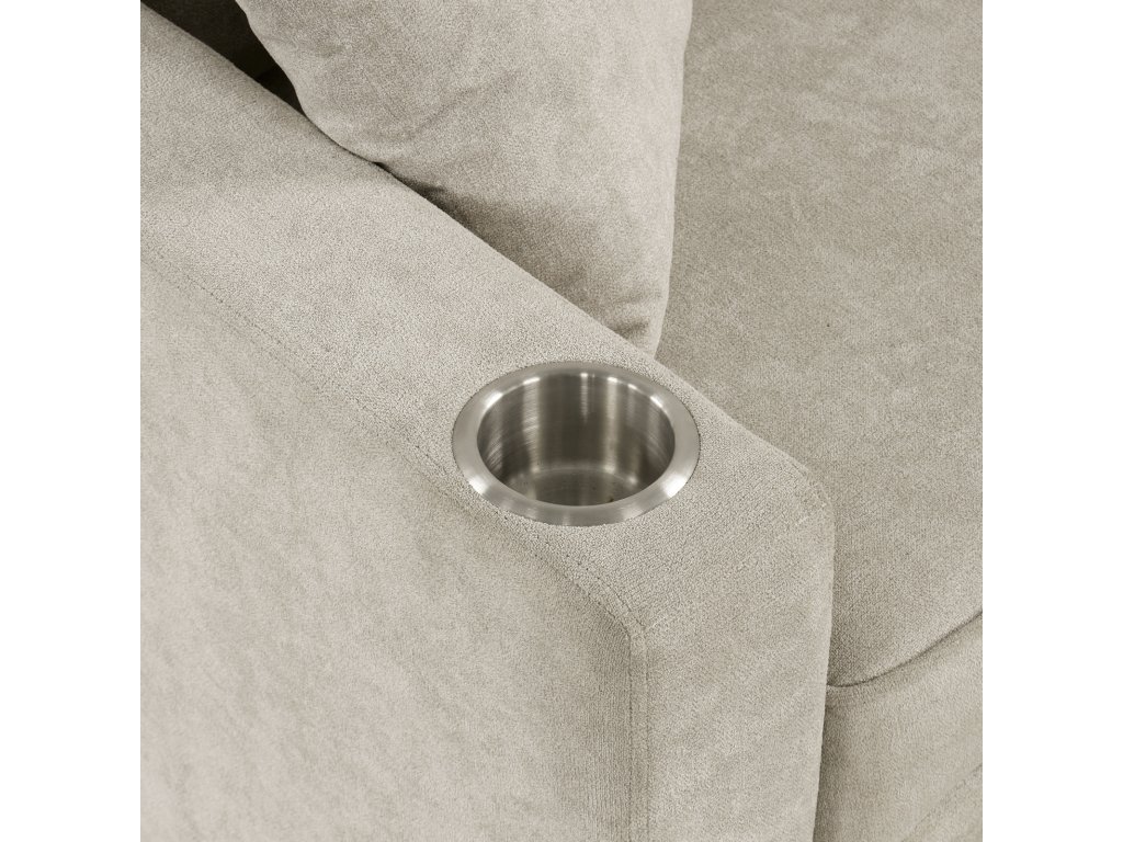 Sleeper Sofa Sectional w/ Cupholder, Beige - image 5
