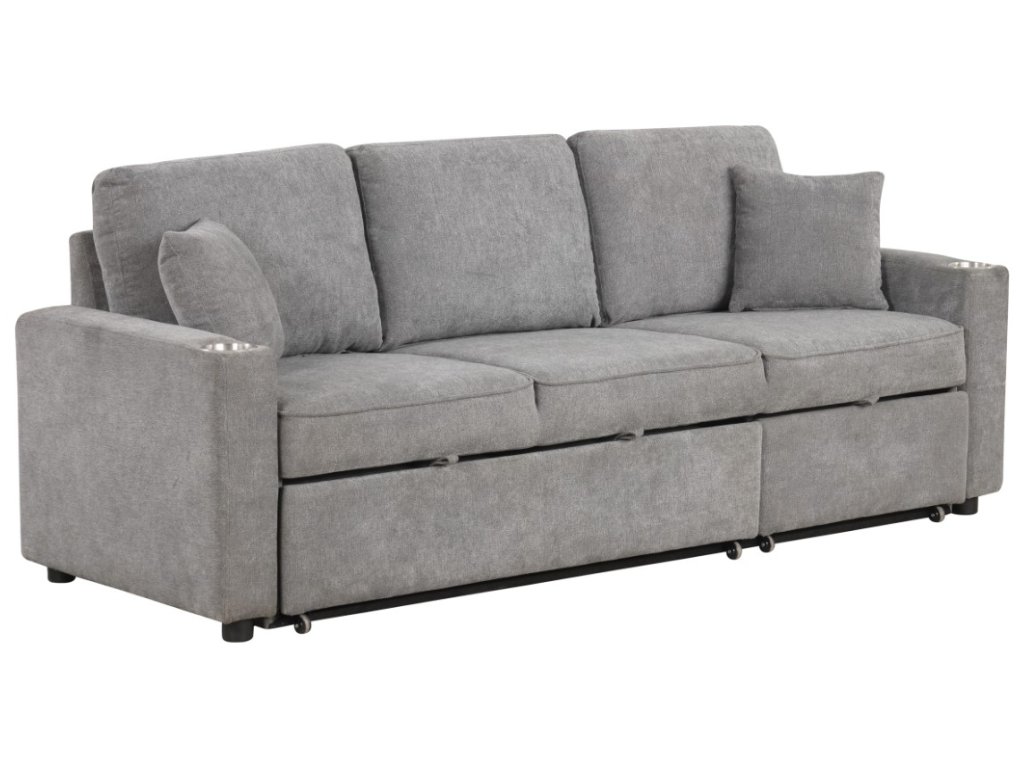 Sleeper Sofa Sectional w/ Cupholder, Gray - image 6