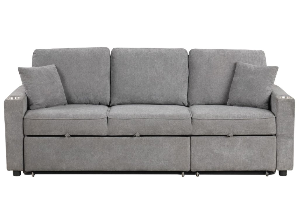 Sleeper Sofa Sectional w/ Cupholder, Gray - image 7
