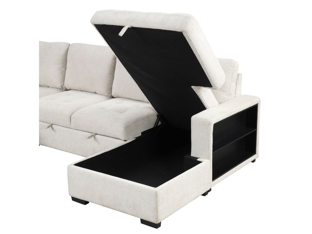 Sleeper Sofa Sectional, Beige - image 4