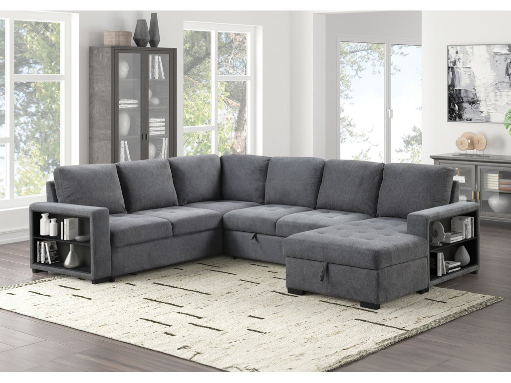 Sleeper Sofa Sectional, Dark Gray - main image
