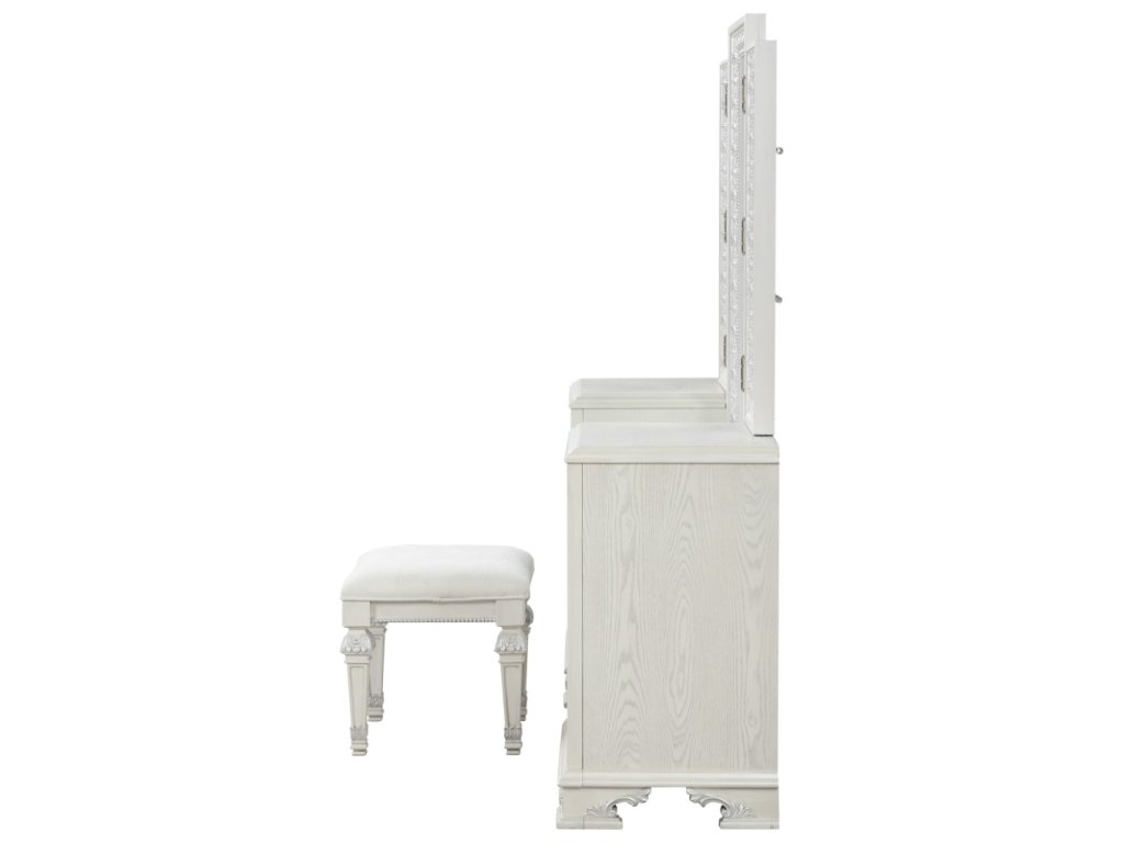 Vanity Set w/ Stool, Creamy White - image 4