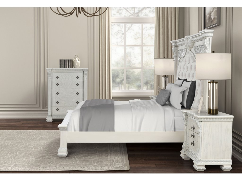 E.King Bed, Wire Brushed White - image 2
