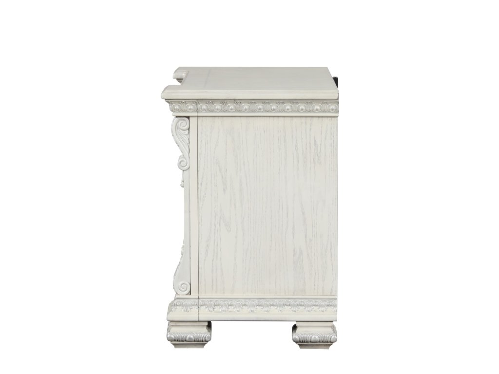 Nightstand w/ Hidden Drawer USB A-C, Wire Brushed White - image 5