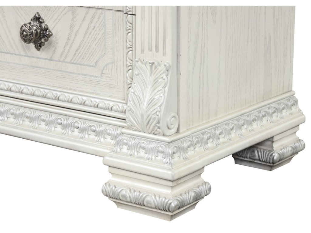 Nightstand w/ Hidden Drawer USB A-C, Wire Brushed White - image 8
