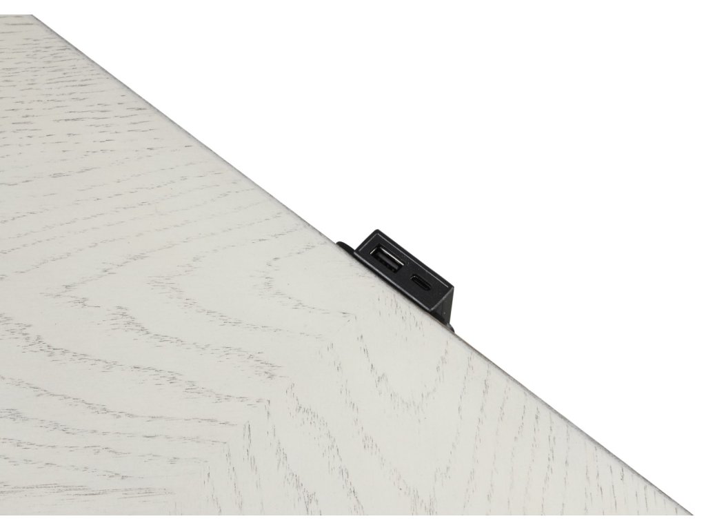 Nightstand w/ Hidden Drawer USB A-C, Wire Brushed White - image 9