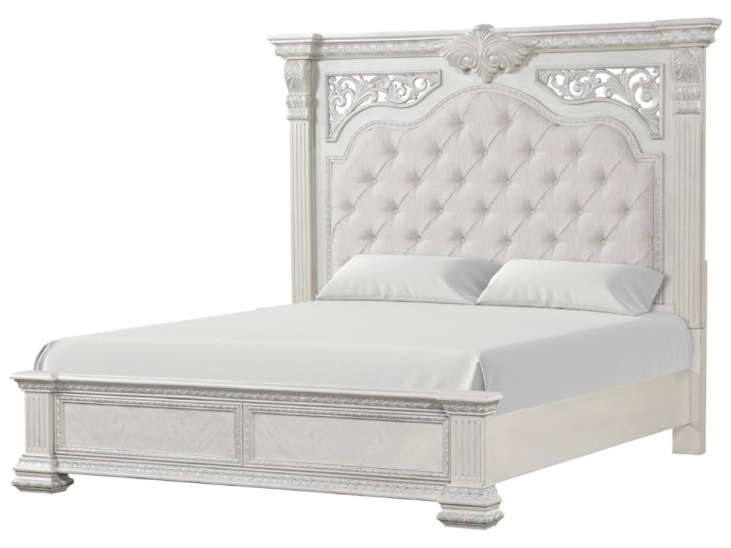 E.King Bed, Wire Brushed White - image 3