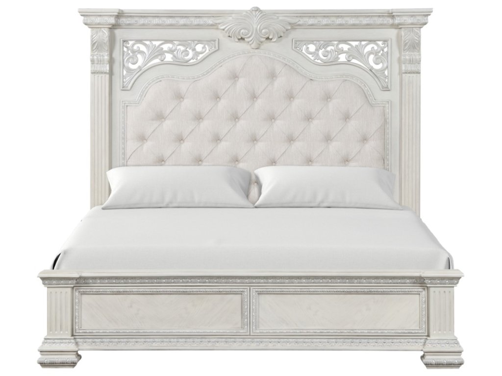 E.King Bed, Wire Brushed White - image 4