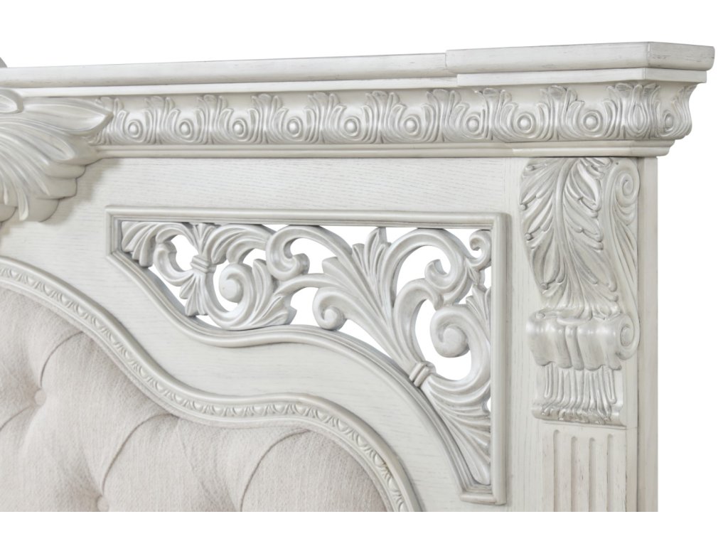 E.King Bed, Wire Brushed White - image 8
