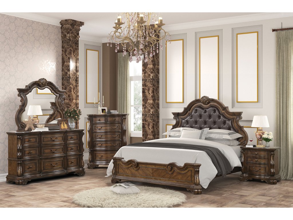 Queen Uph Bed, Dark Brown - main image