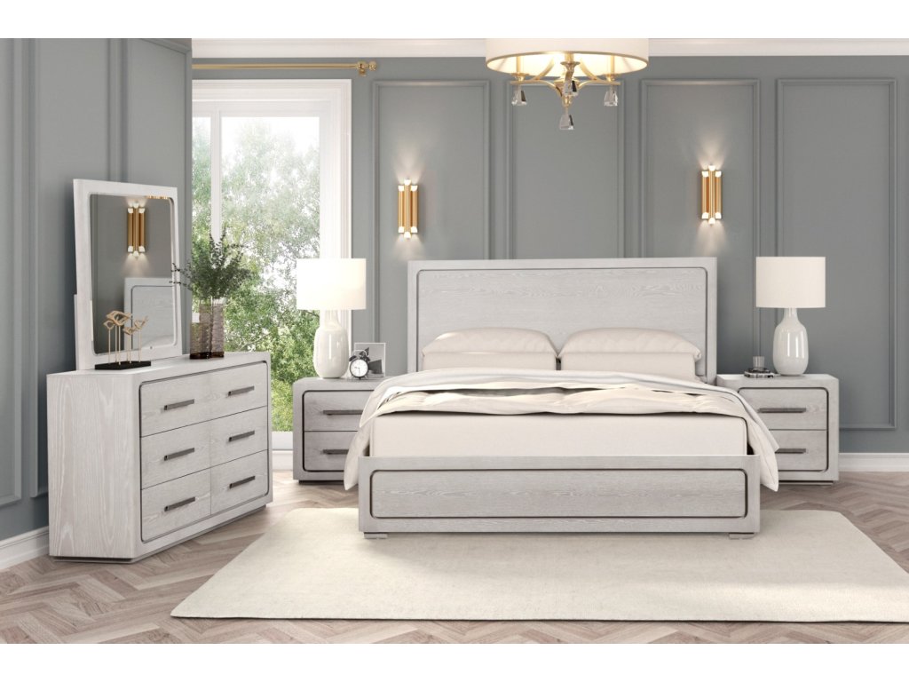 Queen Bed, White Oak - image 1