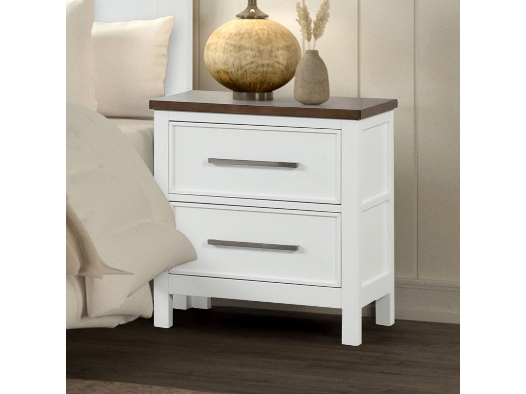 Nightstand, White/Dark Brown - main image