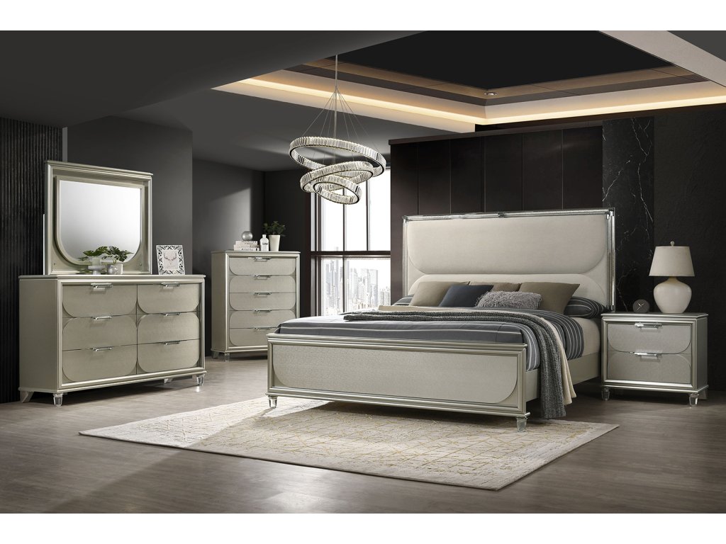 Queen Bed, Dark Walnut/White - main image