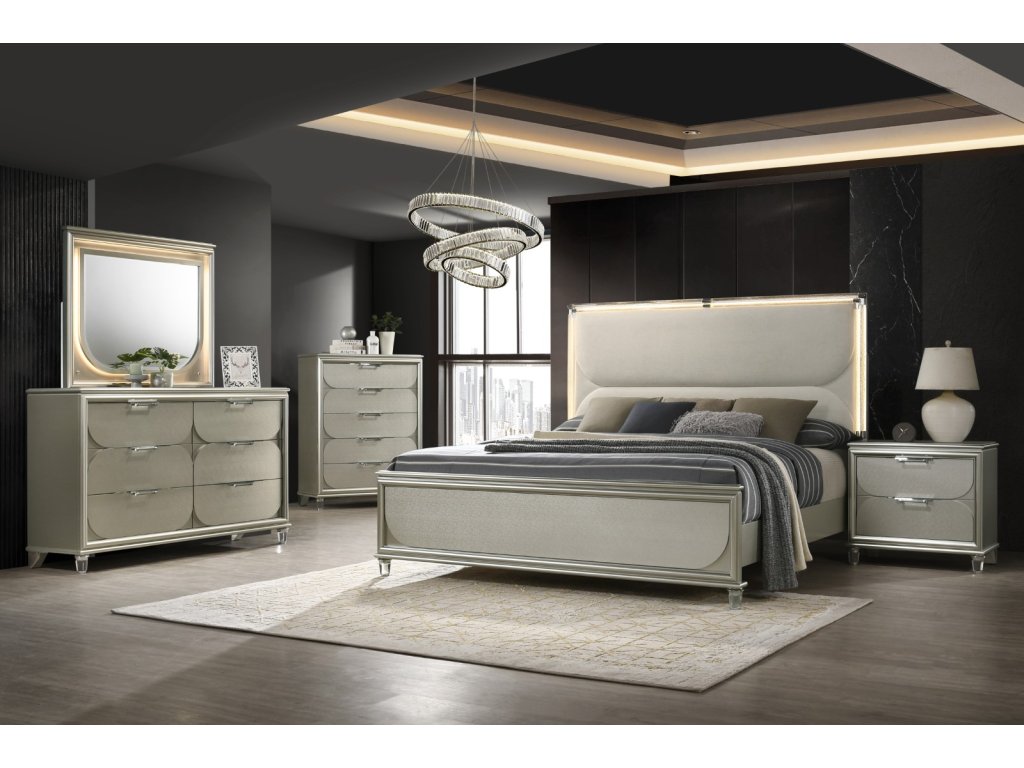 Queen Bed, Dark Walnut/White - image 1