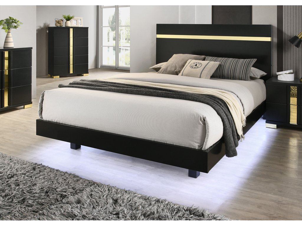 Queen Bed, Black/Gold - image 2