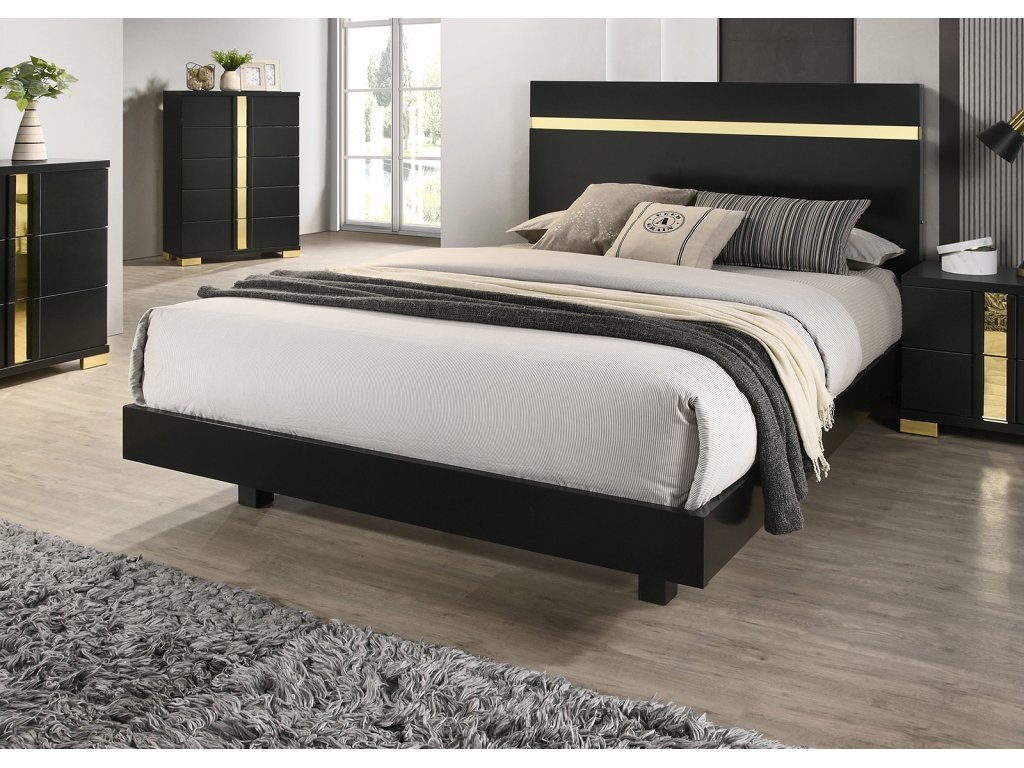 Queen Bed, Black/Gold - image 3