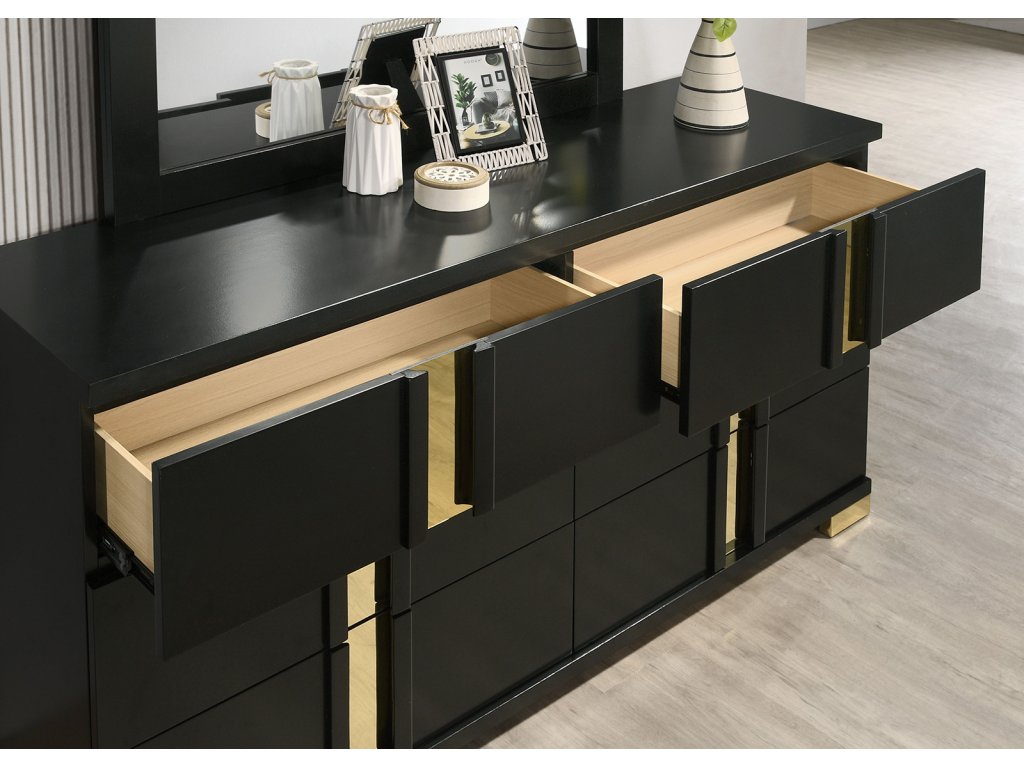 Queen Bed, Black/Gold - image 5