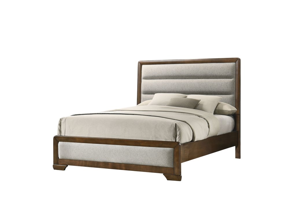 Queen Bed, Brown/Light Gray - image 1