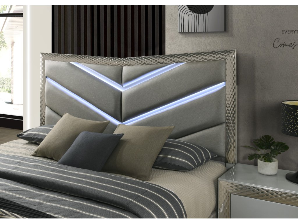 King Upholstered Bed, Gray - image 2