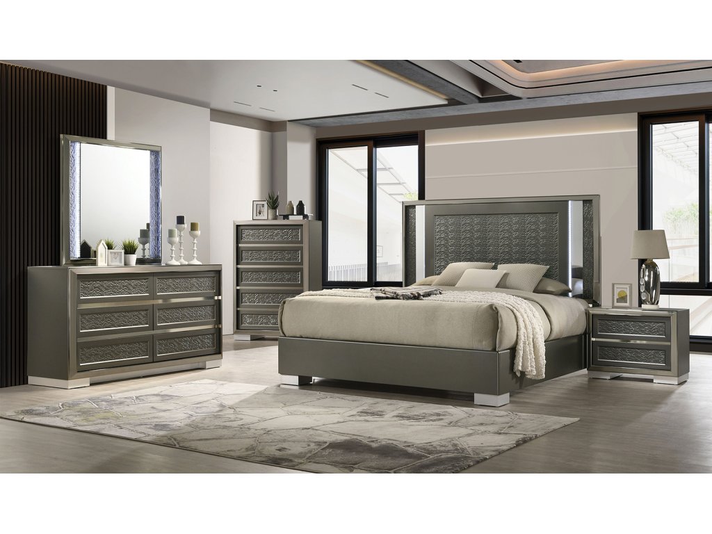 Queen Bed, Dark Gray - main image