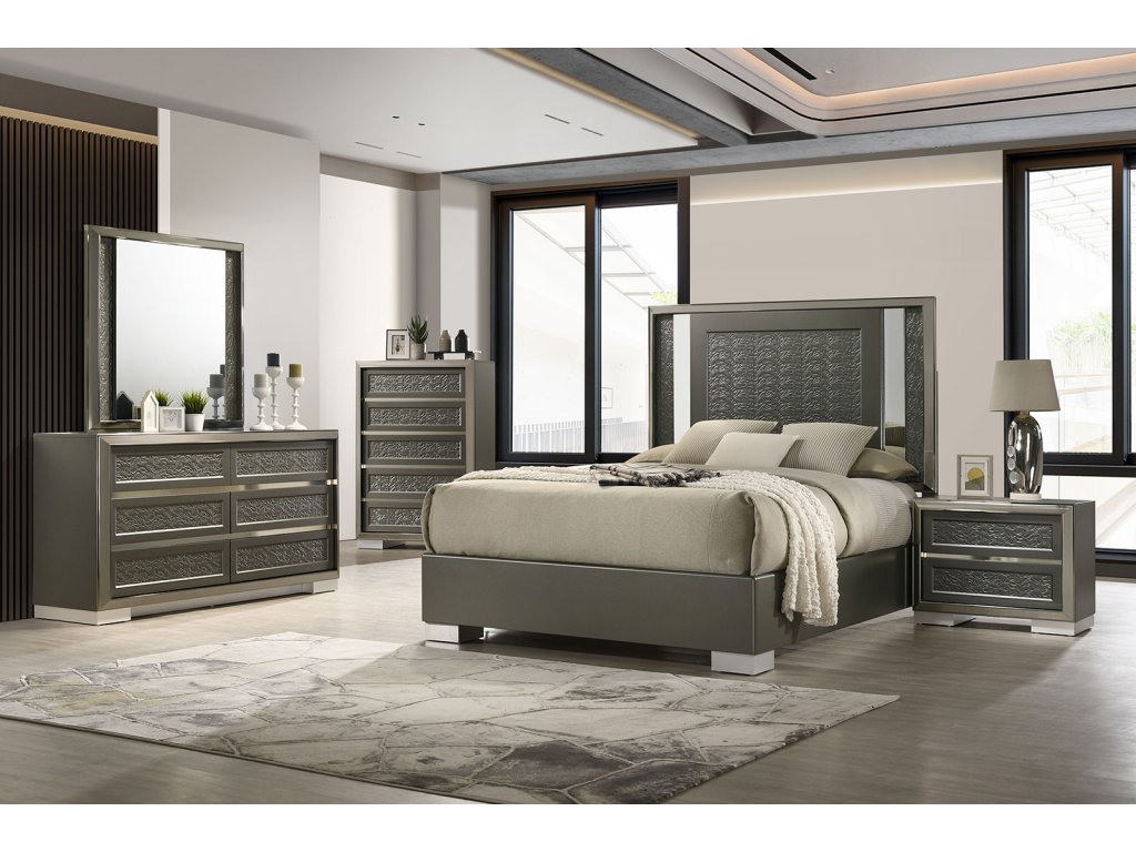 Queen Bed, Dark Gray - image 1