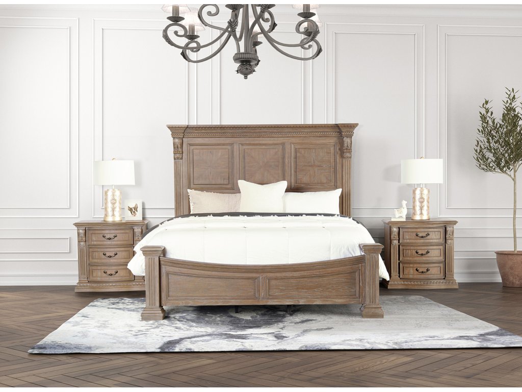 E.King Bed, Antique Oak - image 1
