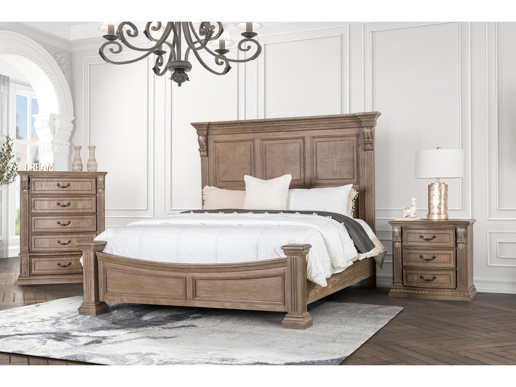 E.King Bed, Antique Oak - image 4
